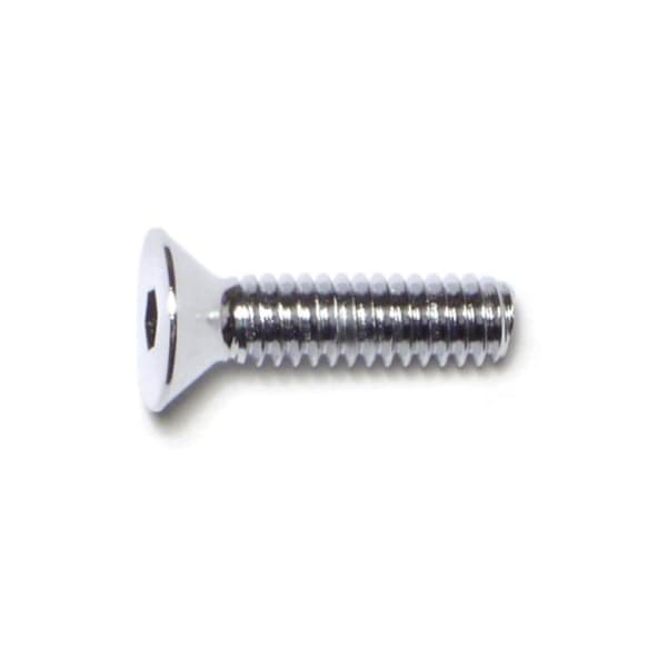 1/4"-20 Socket Head Cap Screw, Flat Head, Chrome Plated Steel, 1 in Length, 10 PK